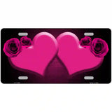 Hearts Over Roses In Pink Novelty License Plate 24" x 12" (LLP)