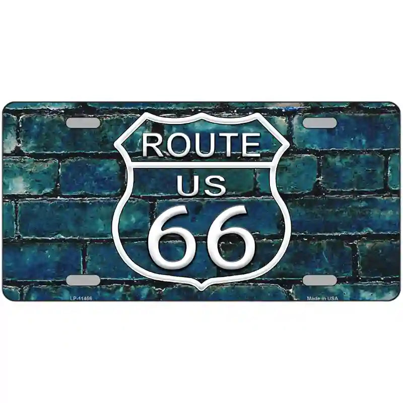 Route 66 Blue Brick Wall Novelty License Plate 24" x 12" (LLP)