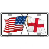 England Crossed US Flag License Plate 24" x 12" (LLP)