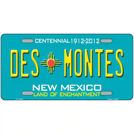 Des Montes Teal New Mexico Novelty License Plate 24" x 12" (LLP)