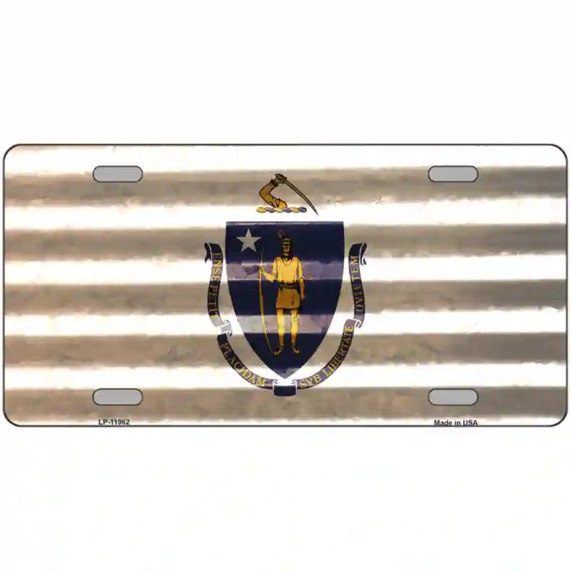Massachusetts Corrugated Flag Novelty License Plate 24" x 12" (LLP)