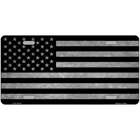 American Flag Black and Gray Novelty Metal License Plate 24" x 12" Large (LLP)