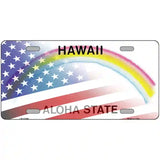 Hawaii with American Flag Novelty Metal License Plate 24" x 12" (LLP)