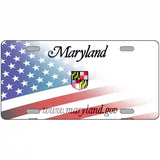 Maryland with American Flag Novelty Metal License Plate 24" x 12" (LLP)