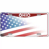Ohio State American Flag Novelty Metal License Plate 24" x 12" (LLP)