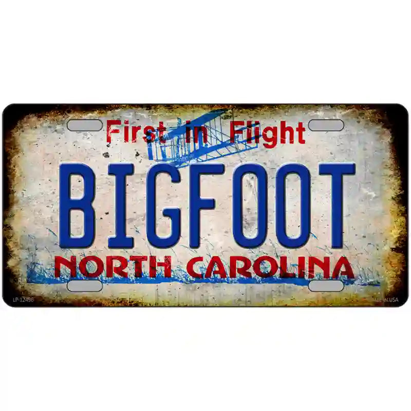 Bigfoot North Carolina Novelty Metal License Plate Tag 24" x 12" Large (LLP)