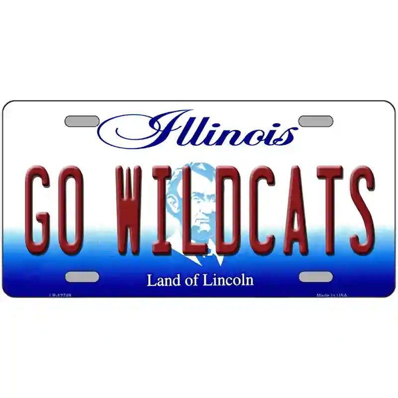 Go Wildcats Illinois Novelty Metal License Plate 24" x 12" (LLP)
