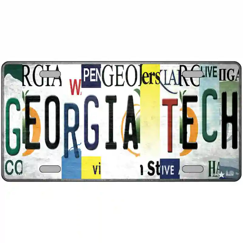 Georgia Tech Strip Art Novelty Metal License Plate Tag 24" x 12" Large (LLP)