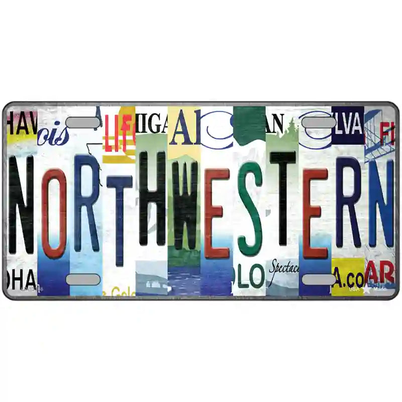 Northwestern Strip Art Novelty Metal License Plate Tag 24" x 12" Large (LLP)