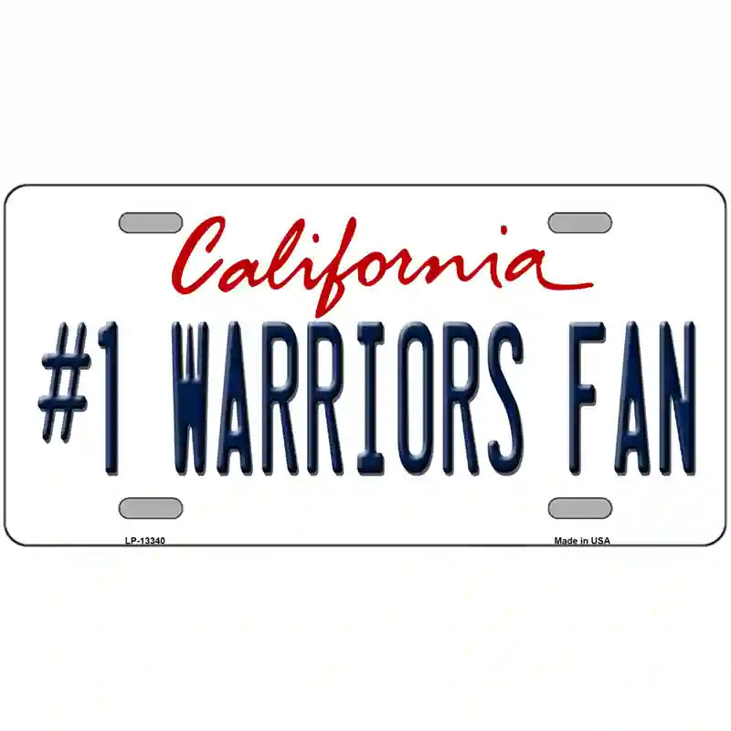 Number 1 Warriors Fan Novelty Metal License Plate Tag 24" x 12" Large (LLP)