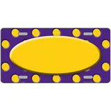 Yellow Purple Polka Dot Center Oval Metal Novelty License Plate 24" x 12" (LLP)