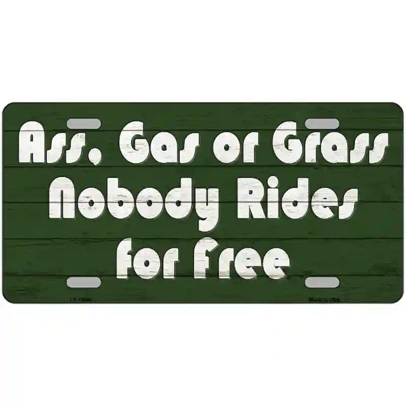 Ass Gas Or Grass Novelty Metal License Plate Tag 24" x 12" Large (LLP)