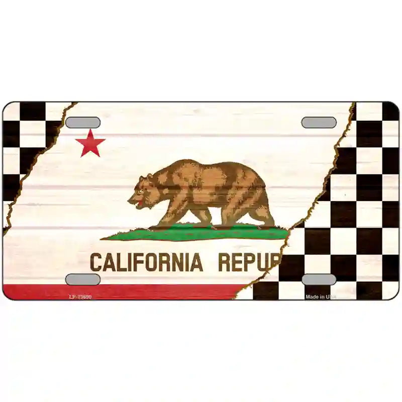 California Racing Flag Novelty Metal License Plate Tag 24" x 12" Large (LLP)