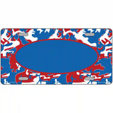 Patriotic Camouflage With Blue Center Oval Metal Novelty License Plate 24" x 12" (LLP)