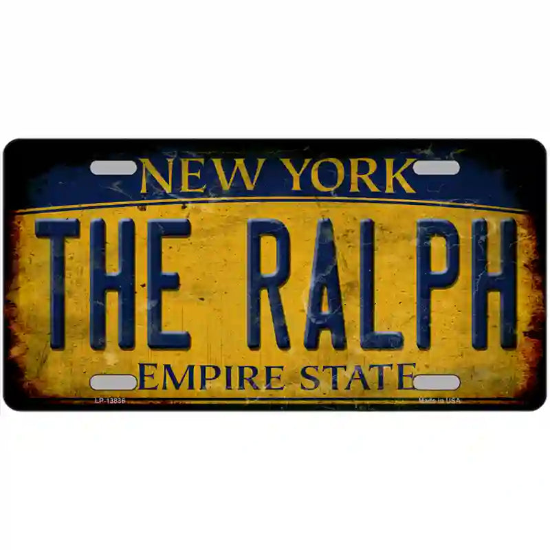 The Ralph New York Rusty Novelty Metal License Plate Tag 24" x 12" Large (LLP)
