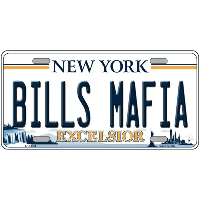 Bills Mafia NY Excelsior Novelty Metal License Plate Tag 24" x 12" Large (LLP)
