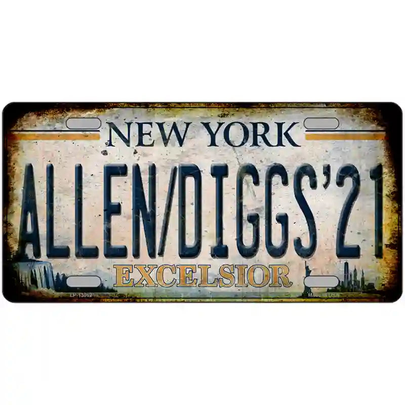 Allen Diggs 21 NY Excelsior Rusty Novelty Metal License Plate Tag 24" x 12" Large (LLP)