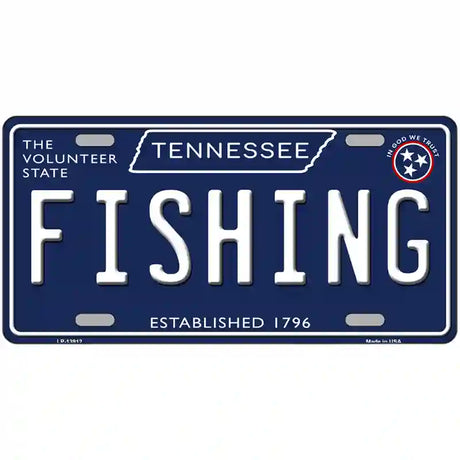 Fishing Tennessee Blue Novelty Metal License Plate Tag 24" x 12" (LLP)