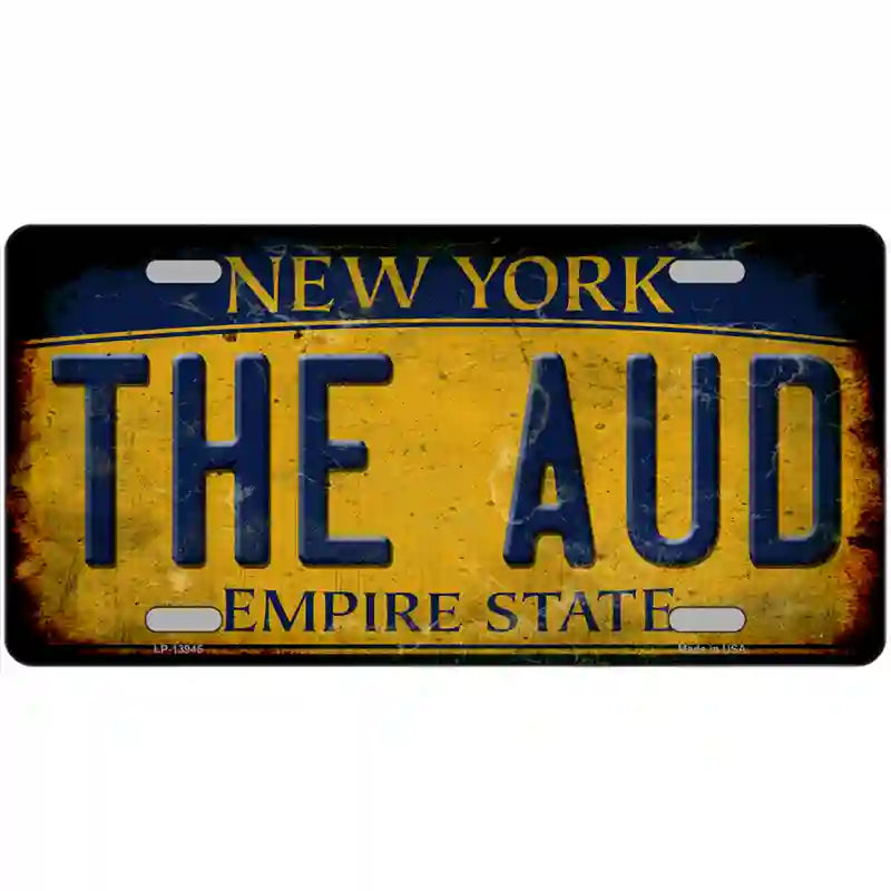 The Aud New York Yellow Novelty Metal License Plate Tag 24" x 12" Large (LLP)