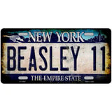 Beasley 11 New York Blue Novelty Metal License Plate Tag 24" x 12" Large (LLP)