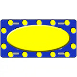 Yellow Royal Blue Polka Dot Center Oval Metal Novelty License Plate 24" x 12" (LLP)