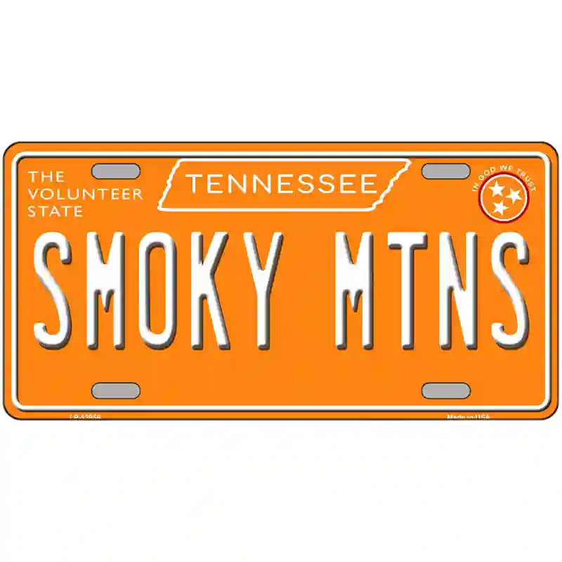 Smoky Mtns Tennessee Orange Novelty Metal License Plate Tag 24" x 12" Large (LLP)