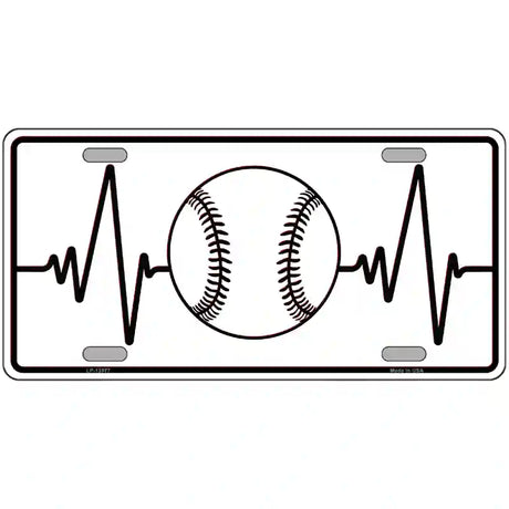 Baseball Heart Beat Novelty Metal License Plate Tag 24" x 12" (LLP)