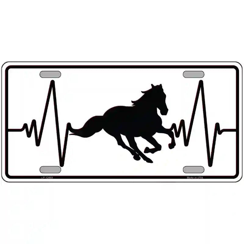 Horse Heart Beat Novelty Metal License Plate Tag 24" x 12" Large (LLP)