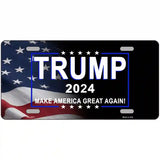Trump 2024 Flag | Black Novelty Metal License Plate 24" x 12" (LLP)