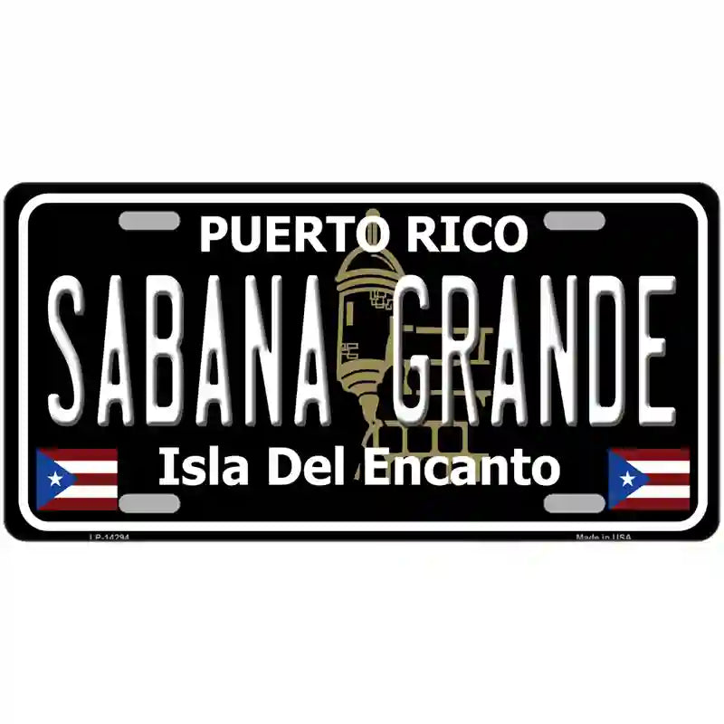 Sabana Grande Puerto Rico Black Novelty Metal License Plate 24" x 12" (LLP)