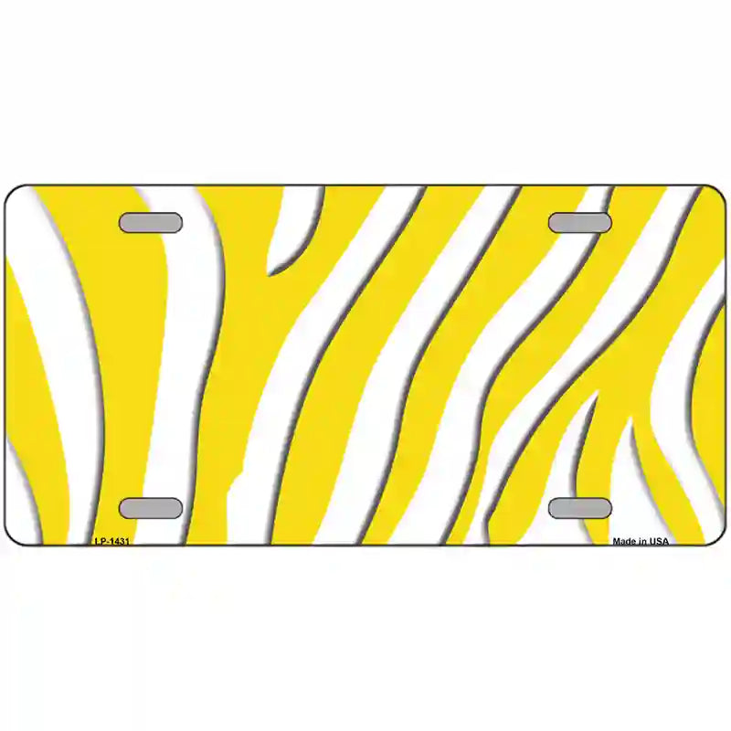 Yellow White Zebra Metal Novelty License Plate 24" x 12" (LLP)