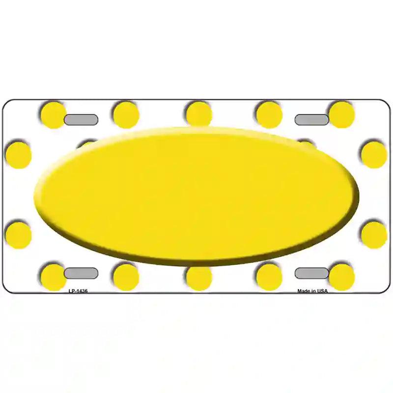 Yellow White Polka Dot Yellow Center Oval Metal Novelty License Plate 24" x 12" (LLP)
