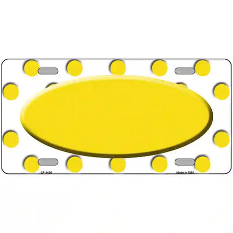 Yellow White Polka Dot Yellow Center Oval Metal Novelty License Plate 24" x 12" (LLP)