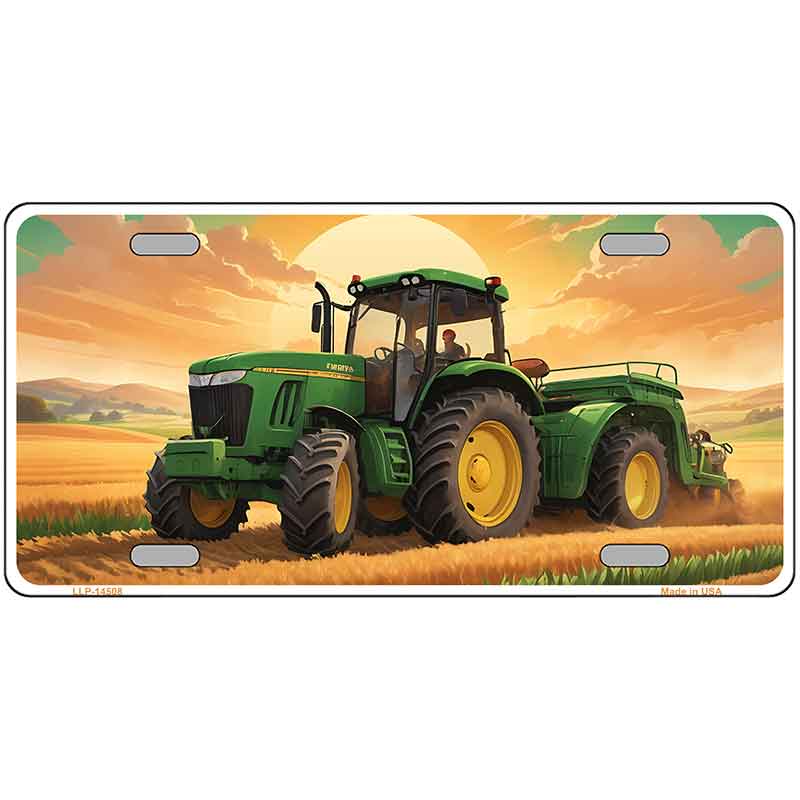 Tractor Sunset Novelty Metal License Plate LP-14508
