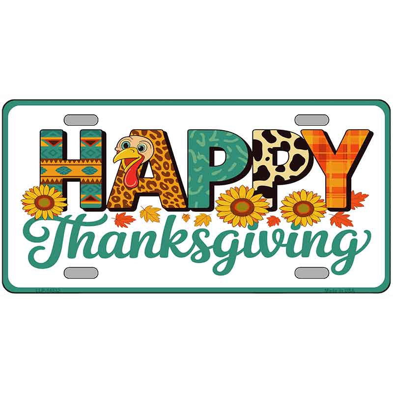 Happy Thanksgiving Novelty Metal License Plate LP-14532