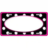 White Black Polka Dots Pink Frame And White Center Oval Metal Novelty License Plate 24" x 12" (LLP)