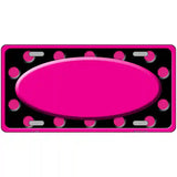 Pink Black Polka Dots Pink Frame And Center Oval Metal Novelty License Plate 24" x 12" (LLP)