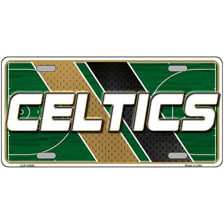 License plate with 'CELTICS' text on a basketball court design