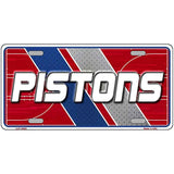 License plate with 'PISTONS' text on a red, blue, and gray background