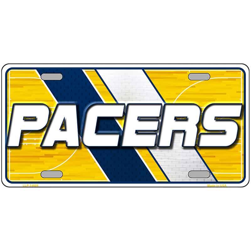 License plate with 'Pacers' text and colorful design on a white background