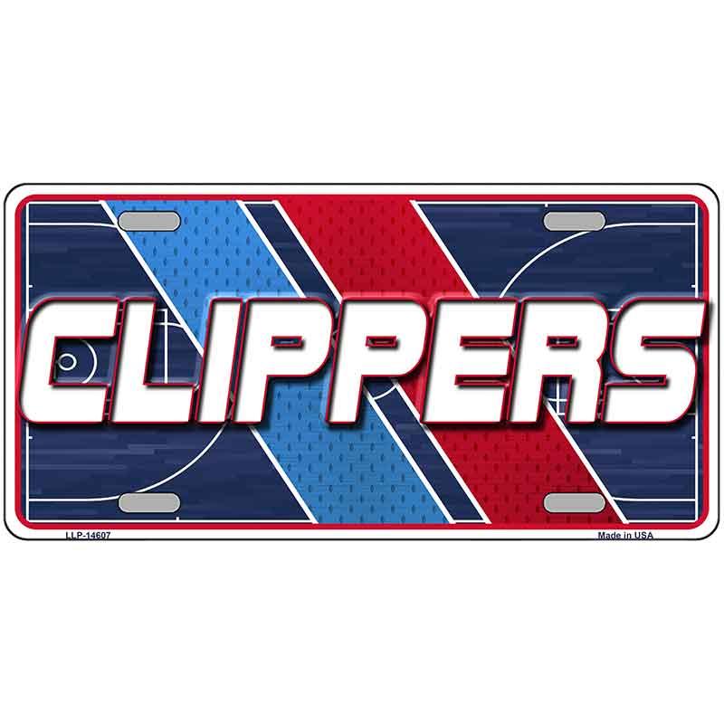 Los Angeles Clippers license plate with red, blue, and white design