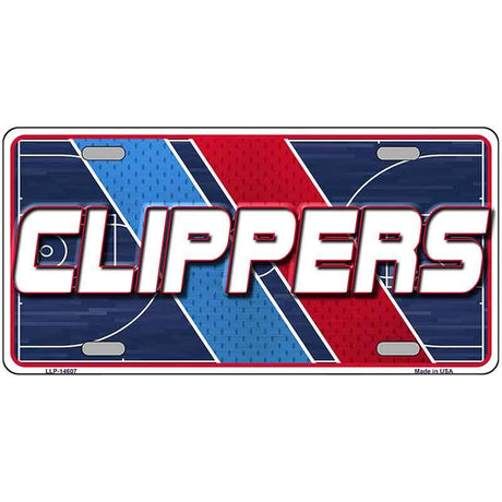 Los Angeles Clippers license plate with red, blue, and white design