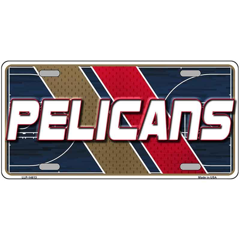 License plate with 'Pelicans' text on a colorful background