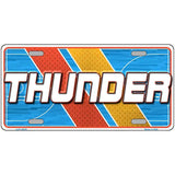 License plate with 'THUNDER' text on a colorful background