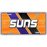 License plate with 'SUNS' text on a basketball court design background