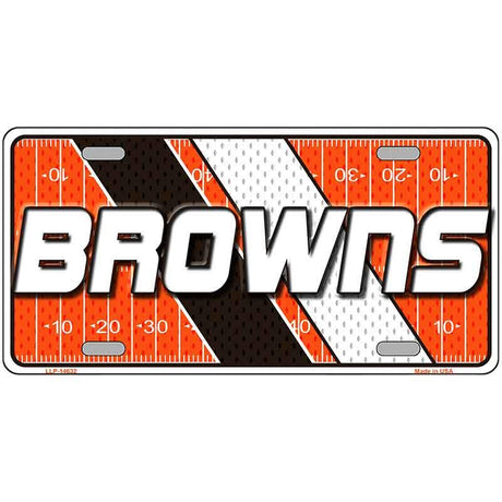 License plate with 'BROWNS' text on a football field design