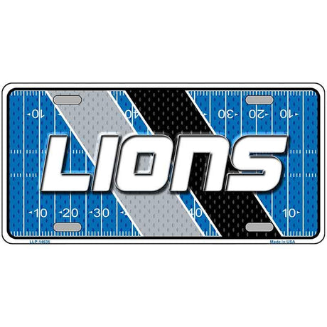 License plate with 'Lions' text on a football field design