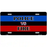 Police Vs. Fire Metal Novelty License Plate 24" x 12" (LLP)