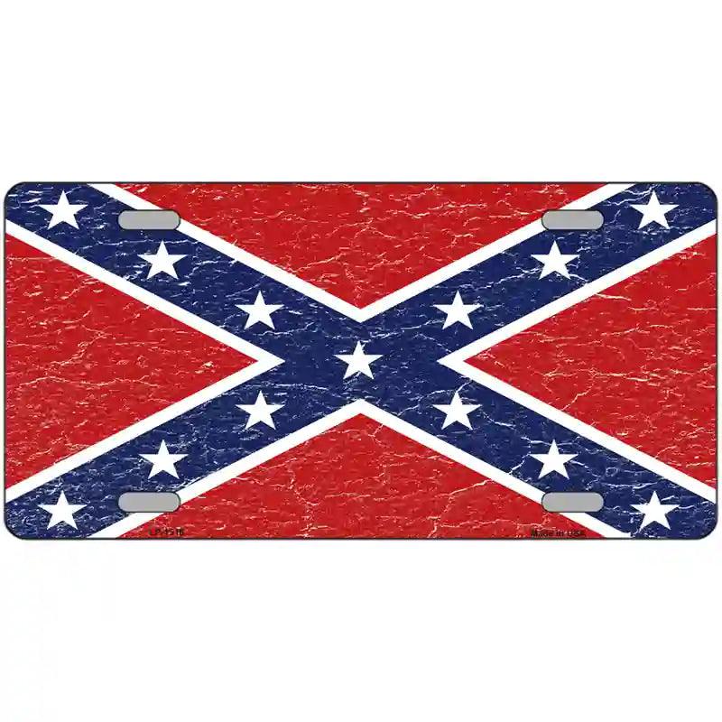 Distressed Confederate Flag Metal Novelty License Plate 24" x 12" (LLP)