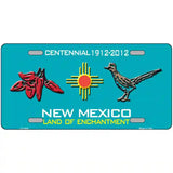 Red Chili & Road Runner New Mexico Teal Novelty Metal License Plate 24" x 12" (LLP)